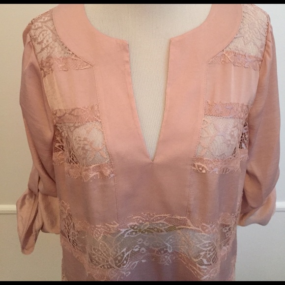 BCBG MAXAZRIA "ERID" Lace Tunic in Dusty Pink - Picture 2 of 4